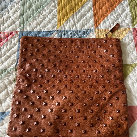 Clare V. Leather flat fold over clutch with rivets - Picture 2 of 11
